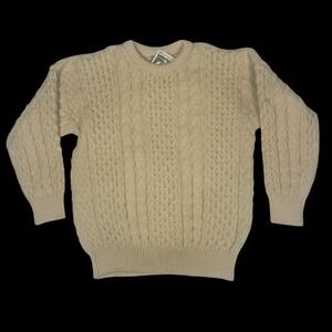Vintage Gaeltarra Wool Sweater Mens M Chunky Cable Knit Fisherman  Ireland Cream